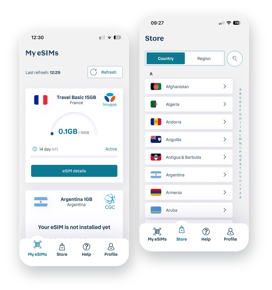 InternationalSIM app — track your eSIM in real time